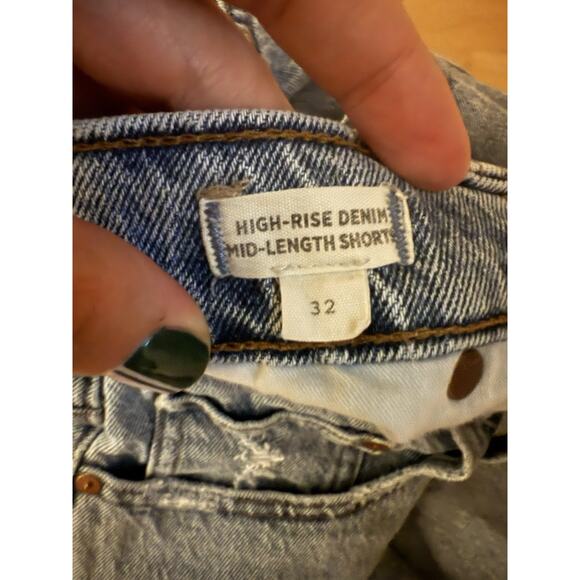 Madewell High Rise Mid Length Denim Shorts Medium Bonet Wash Size 32 - Picture 5 of 6